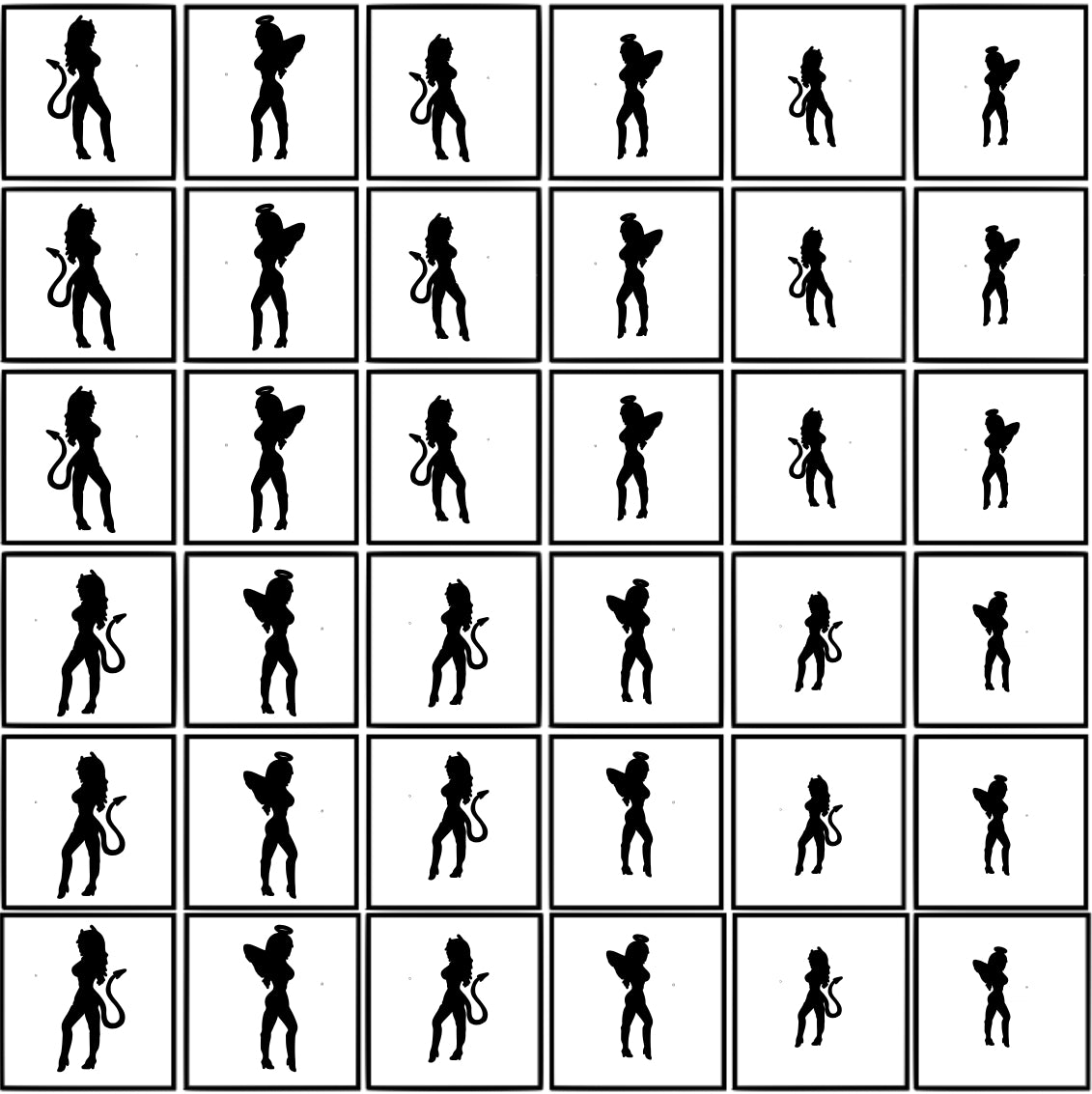 Devil/Angel girl stencils