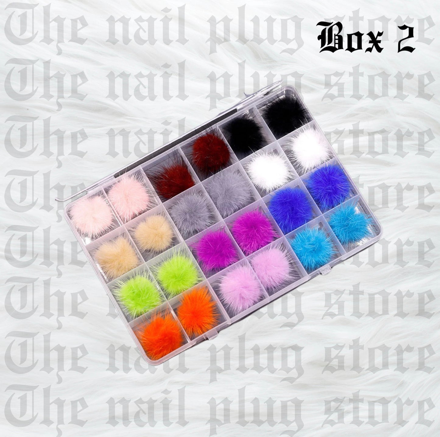 Pom Pom nail charms 24pcs box