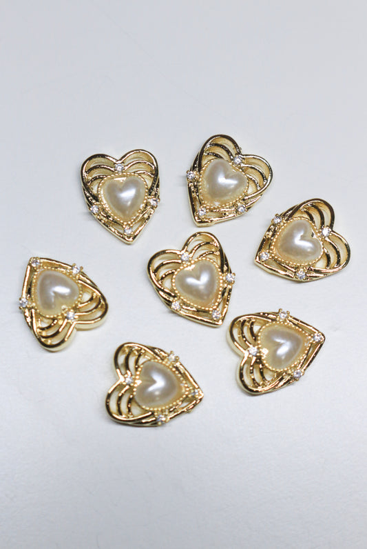 Heart with pearl(4pcs)