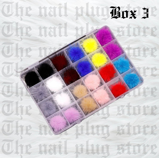 Pom Pom nail charms 24pcs box